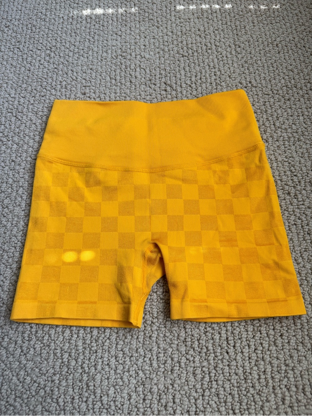 Joy Lab Mustard Yellow Checkered Biker Shorts – XS - Picture 1 of 5